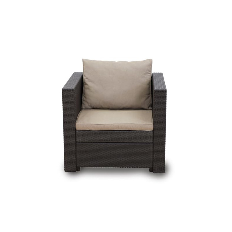 Keter – Loungesessel Rattan-Optik in Anthrazit inkl. passendem Sitz- & Rückenkissen in Capuccino - Rattansessel für Balkon, G Keter – Loungesessel Rattan-Optik in Anthrazit inkl. passendem Sitz- & Rückenkissen in Capuccino - Rattansessel für Balkon, G