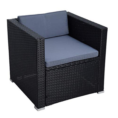 ESTEXO Polyrattan Gartensessel Loungesessel Rattan Lounge Sessel Gartenstuhl Stuhl  Schwarz 
