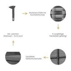 RS Trade® Exclusive Trento Polyrattan Gartenstuhl handgeflochten mit verstärktem Alu-Rahmen, bis zu 200 kg belastbar, Ratta