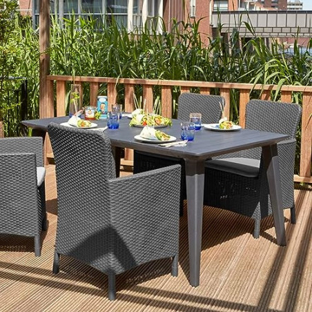 Jardin Allibert Dining Sessel Miami anthrazit - Rattanoptik, wetterfest, Garten