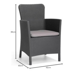 Jardin Allibert Dining Sessel Miami anthrazit - Rattanoptik, wetterfest, Garten