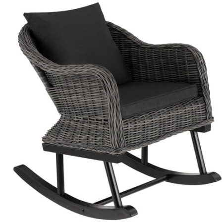 tectake® Poly Rattan Outdoor Schaukelstuhl Garten, Schaukelsessel, als Gartenstuhl, Schaukelliege, Lounge Möbel Outdoor für T