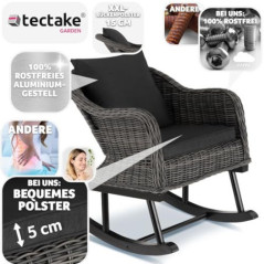 tectake® Poly Rattan Outdoor Schaukelstuhl Garten, Schaukelsessel, als Gartenstuhl, Schaukelliege, Lounge Möbel Outdoor für T