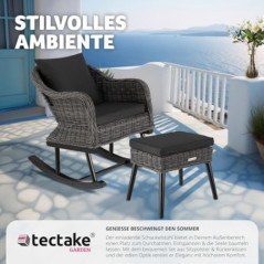 tectake® Poly Rattan Outdoor Schaukelstuhl Garten, Schaukelsessel, als Gartenstuhl, Schaukelliege, Lounge Möbel Outdoor für T