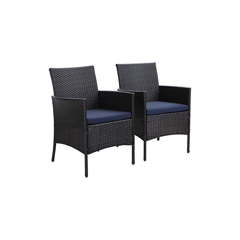 PHIVILLA 2er Set Rattan Stuhl mit Kissen aus Polyrattan und Stahlrahmen Gartenstuhl für Gartenbalkon Wasserdicht PHIVILLA 2er Set Rattan Stuhl mit Kissen aus Polyrattan und Stahlrahmen Gartenstuhl für Gartenbalkon Wasserdicht
