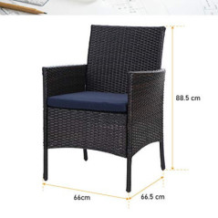 PHIVILLA 2er Set Rattan Stuhl mit Kissen aus Polyrattan und Stahlrahmen Gartenstuhl für Gartenbalkon Wasserdicht
