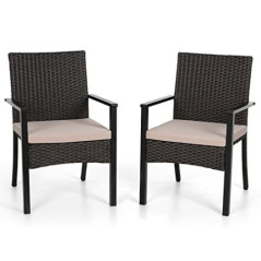 MFSTUDIO Gartenstuhl 2er Set, Rattan Stuhl Garten Sessel Stuhlset Balkonstühle Terrassenstühle Balkonsessel mit Abnehmbaren K