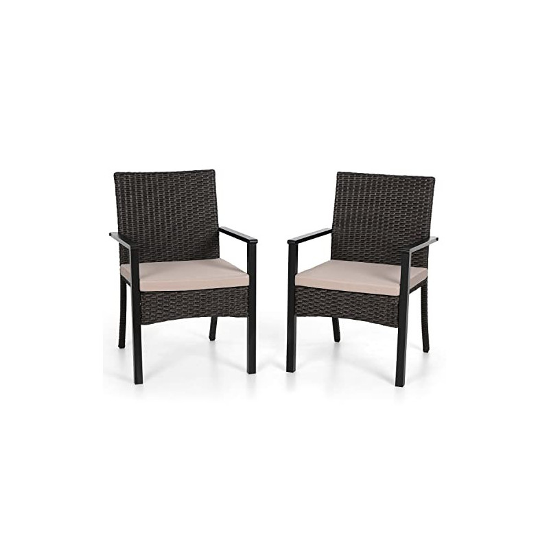MFSTUDIO Gartenstuhl 2er Set, Rattan Stuhl Garten Sessel Stuhlset Balkonstühle Terrassenstühle Balkonsessel mit Abnehmbaren K