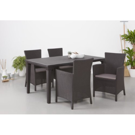 Allibert Dining Sessel Iowa, Braun, Stuhl Kunststoff, bequeme und robuste Kunststoffstühle Garten