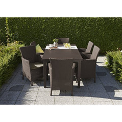 Allibert Dining Sessel Iowa, Braun, Stuhl Kunststoff, bequeme und robuste Kunststoffstühle Garten