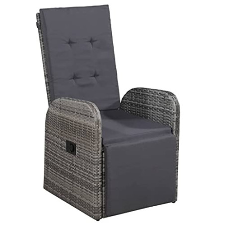 Hommdiy Rattan Liegestuhl Garten Liegestuhl mit Auflage Gartenstuhl Relaxstuhl Sessel Sonnenliege Hochlehner Stuhl Gartensess