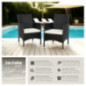 tectake® 2er Set Gartenstuhl aus Polyrattan, Gartenmöbel Set mit 2 Sessel, Outdoor Rattansessel inklusive Sitzpolster und 2 B