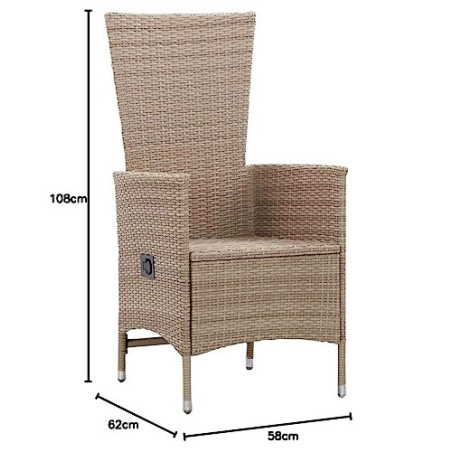 vidaXL 2X Gartenstuhl mit Auflagen Gartensessel Stuhl Sessel Hochlehner Rattansessel Gartenmöbel Rattanstuhl Stühle Poly Ratt