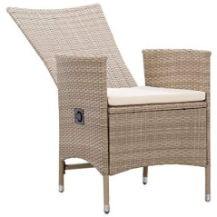 vidaXL 2X Gartenstuhl mit Auflagen Gartensessel Stuhl Sessel Hochlehner Rattansessel Gartenmöbel Rattanstuhl Stühle Poly Ratt