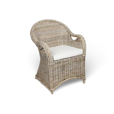 BURI Rattansessel mit Sitzkissen 84x63x66cm Sessel grau Stuhl Rattan Korbsessel Esszimmerstuhl Möbel Wohnzimmer Wintergarten 