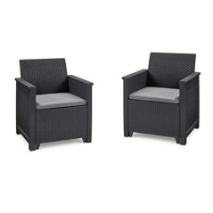 Koll Living Garden Sessel, 2 Stück, 65 x 74 x 63 cm  B x H x T  - naturgetreue Rattanoptik - mit ergonomisch geformten Rücken