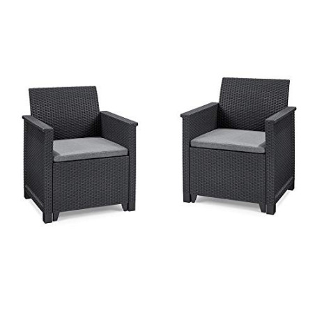 Koll Living Garden Sessel, 2 Stück, 65 x 74 x 63 cm  B x H x T  - naturgetreue Rattanoptik - mit ergonomisch geformten Rücken
