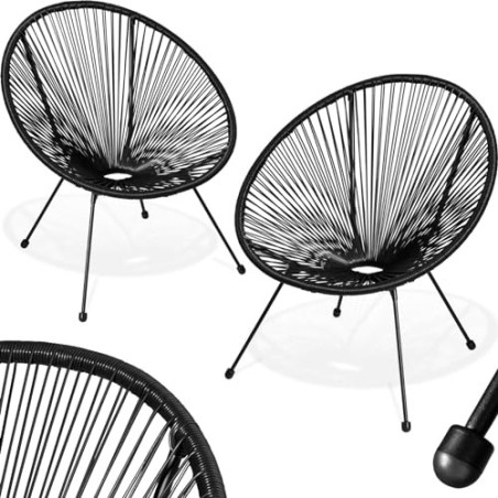tectake® 2er Set Stuhl Acapulco Design, Gartenstuhl, Gartenstühle im Retro Design, Indoor und Outdoor Sessel für Garten, Wint