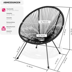 tectake® 2er Set Stuhl Acapulco Design, Gartenstuhl, Gartenstühle im Retro Design, Indoor und Outdoor Sessel für Garten, Wint