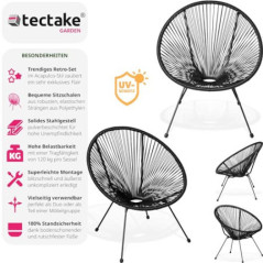 tectake® 2er Set Stuhl Acapulco Design, Gartenstuhl, Gartenstühle im Retro Design, Indoor und Outdoor Sessel für Garten, Wint