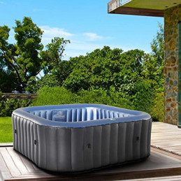 Whirlpool aufblasbar BRAST® MSpa Tekapo für 6 Personen 185x185cm In-Outdoor Pool 132 Massagedüsen Energiespar-Timer Heizung A