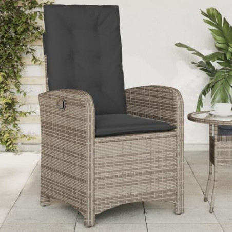vidaXL Gartensessel mit Kissen, Gartenstuhl mit Verstellbarer Rückenlehne, Liegestuhl mit Stahlrahmen, Sessel Stuhl Relaxsess