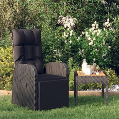 vidaXL Garten Liegestuhl mit Auflage Gartenstuhl Relaxstuhl Sessel Sonnenliege Hochlehner Stuhl Gartensessel Gartenmöbel Poly
