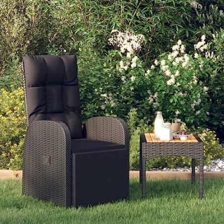vidaXL Garten Liegestuhl mit Auflage Gartenstuhl Relaxstuhl Sessel Sonnenliege Hochlehner Stuhl Gartensessel Gartenmöbel Poly