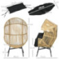 Outsunny Rattansessel, Rattan Korbsessel mit dickem Sitzkissen, Gartensessel in Eiform, 120 kg belastbar, für Terrasse, Garte