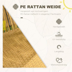 Outsunny Rattansessel, Rattan Korbsessel mit dickem Sitzkissen, Gartensessel in Eiform, 120 kg belastbar, für Terrasse, Garte