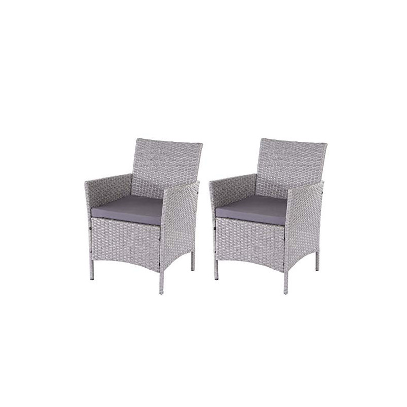 Mendler 2er-Set Poly-Rattan Gartensessel Halden, Korbsessel - grau, Kissen anthrazit Mendler 2er-Set Poly-Rattan Gartensessel Halden, Korbsessel - grau, Kissen anthrazit