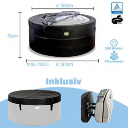 EXIT Toys Leather Premium Whirlpool Outdoor - Isoliert - ø184x73cm - für 4 Personen - Inkl. Heizung, Filterpumpe, Isolierende