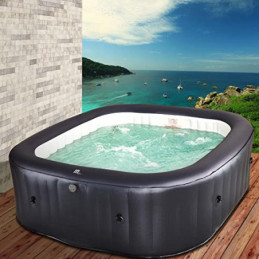 BRAST® Whirlpool aufblasbar MSpa Otium für 6 Personen 185x185x68cm In- Outdoor Pool 125 Massagedüsen Timer Heizung Aufblasfun