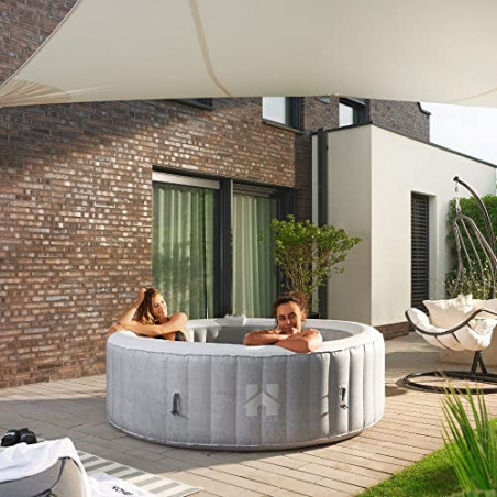 HOME DELUXE - Outdoor Whirlpool - Splash - Farbe: Beton - ⌀ 208 cm, Höhe 65 cm, 130 Luftdüsen - inkl. Abdeckung, Reparaturset