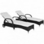 Outsunny Sonnenliege Gartenliege Tisch 3er-Set Gartenmöbel, Polyrattan+Metall Schwarz+Cremeweiß Outsunny Sonnenliege Gartenliege Tisch 3er-Set Gartenmöbel, Polyrattan+Metall Schwarz+Cremeweiß