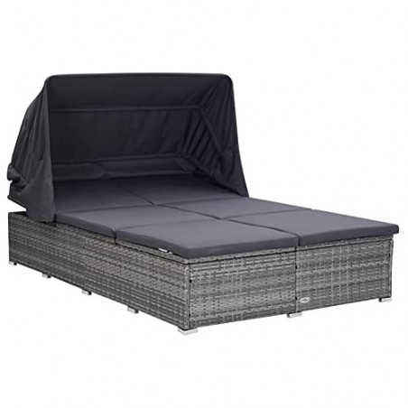 Tidyard Polyrattan Sonnenliege mit Auflage Doppelliege Gartenliege Liegestuhl Strandliege Gartenmöbel 2 Personen Relaxliege f