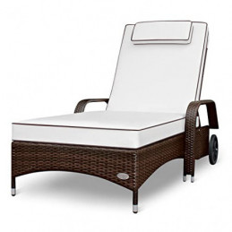 RS Trade Sonnenliege Imola Java Braun - Outdoor Liege mit beständigem Poly-Rattan-Geflecht - verstellbare Rückenlehne & breit