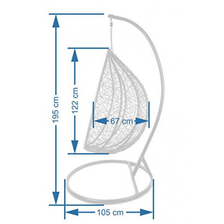 Kideo Komplettset: großer Hängesessel mit Gestell & Kissen, Korbsessel, Poly-Rattan  Korb & Gestell: weiß, Kissen: weiß Nest 