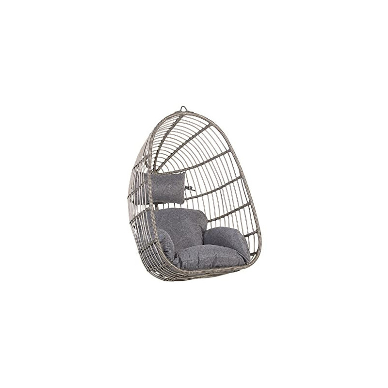 Moderner Hängekorbsessel Rattan ohne Gestell inkl. Kissen Grau Casoli Moderner Hängekorbsessel Rattan ohne Gestell inkl. Kissen Grau Casoli