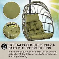 Blumfeldt Hängesessel, Hängeschaukel mit Polyester Sitzkissen, Hängesessel mit Gestell, Bequemer Balkon Hängestuhl, Hängesitz