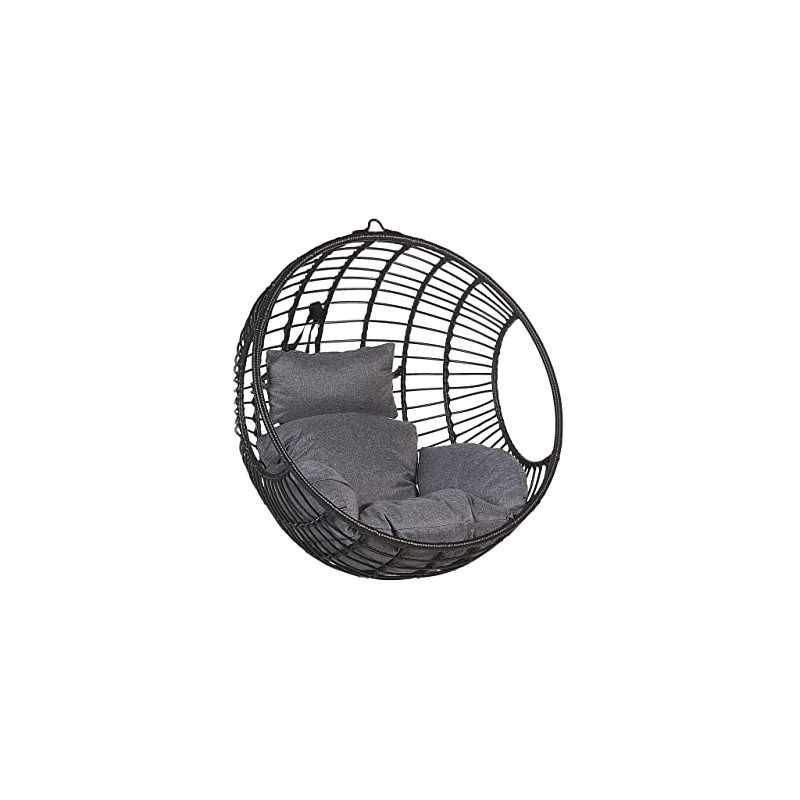 Hängekorbsessel aus Rattan Schwarz ohne Gestell inkl. Sitz- u. Kopfkissen Aspio Hängekorbsessel aus Rattan Schwarz ohne Gestell inkl. Sitz- u. Kopfkissen Aspio