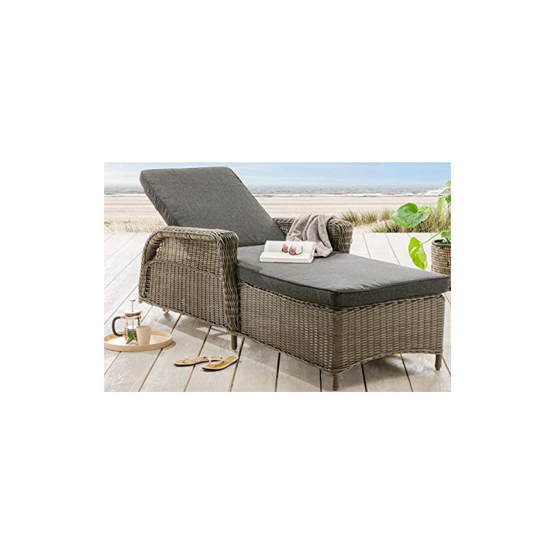 Destiny Liege Casa Luna Vintage Grau Polyrattan Gartenliege Relaxliege & Polster