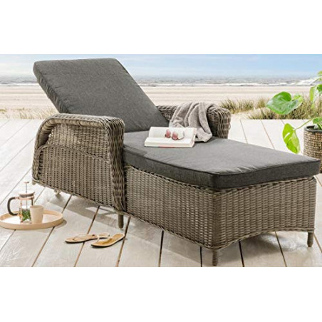 Destiny Liege Casa Luna Vintage Grau Polyrattan Gartenliege Relaxliege & Polster