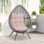 Outsunny Rattansessel in Tropfenform, Gartensessel mit Sitzkissen, Erhöhter Rattanstuhl, Stahl, Grau, 101 x 89 x 156 cm Outsunny Rattansessel in Tropfenform, Gartensessel mit Sitzkissen, Erhöhter Rattanstuhl, Stahl, Grau, 101 x 89 x 156 cm