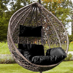 HOME DELUXE - Hängesessel Cielo - Schwarz, nur Korb - inkl. Sitz- und Rückenkissen I Polyrattan Hängestuhl Gartenschaukel Hän