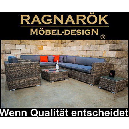 Ragnarök-Möbeldesign PolyRattan Lounge DEUTSCHE Marke - EIGNENE Produktion - 8 Jahre GARANTIE auf UV Beständigkeit Garten Möb