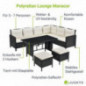 Juskys Polyrattan Lounge Manacor mit Ecksofa, Esstisch, 2 Hocker & Kissen - wetterfest bis 7 Personen - Bezüge waschbar - Rat Juskys Polyrattan Lounge Manacor mit Ecksofa, Esstisch, 2 Hocker & Kissen - wetterfest bis 7 Personen - Bezüge waschbar - Rat