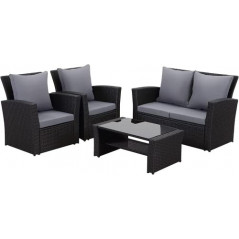 MeXo Polyrattan Lounge Set - Gartenlounge für 3-4 Personen Gartenmöbel Set Frei kombinierbare Sitzgruppe aus Gartensofa, Sess