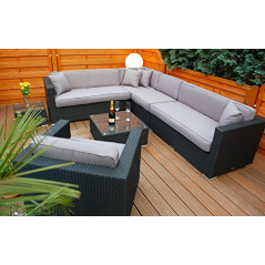 Ragnarök-Möbeldesign PolyRattan Lounge DEUTSCHE Marke - EIGNENE Produktion - 8 Jahre GARANTIE Garten Möbel incl. Glas und Pol