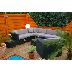 Ragnarök-Möbeldesign PolyRattan Lounge DEUTSCHE Marke - EIGNENE Produktion - 8 Jahre GARANTIE Garten Möbel incl. Glas und Pol